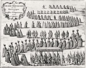 主权和骑士同伴的盛大游行，1672年 作者 霍兰